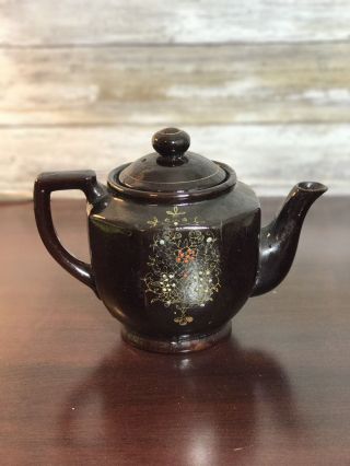 Vtg Old Japan Japanese Brown Orange Gold Cloisonne Teapot Tea Pot Coffee
