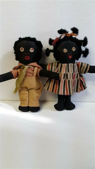 Handmade Vintage Black Americana Folk Art Rag Dolls
