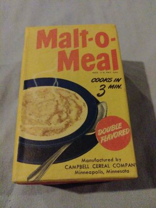 Vintage Sample Size Malt - O - Meal Cereal Box
