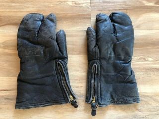 Vintage Us Navy Usn Wwii Military Leather Gloves (size S)