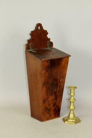 Rare 18th C Pa Hanging Pipe Box Highly Cut Out Crest Old Surface Fancy Veneer