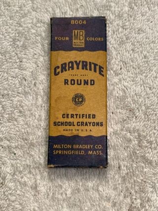 Vintage Milton Bradley 8004 Crayrite Crayons 4 Colors Yellow Blue Red Green 4a