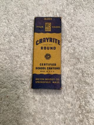 VINTAGE MILTON BRADLEY 8004 CRAYRITE CRAYONS 4 COLORS YELLOW BLUE RED GREEN 4A 3