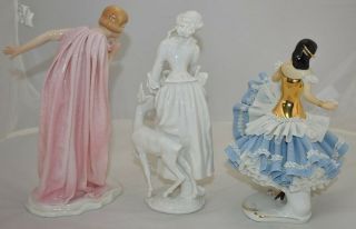 Karl Ens Nude,  Hutschenreuther Woman And Deer,  Dresden Dancing Girl Figurines 2