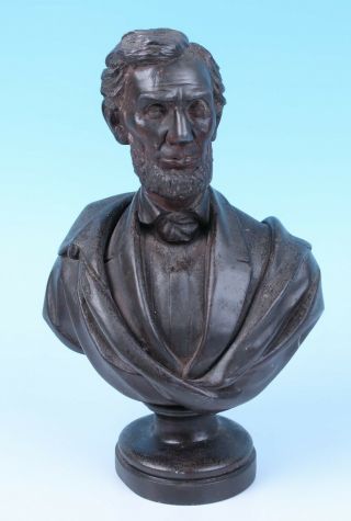 Antique 19thc.  President Abraham Lincoln Spelter Bust Bronzed White Metal Figure