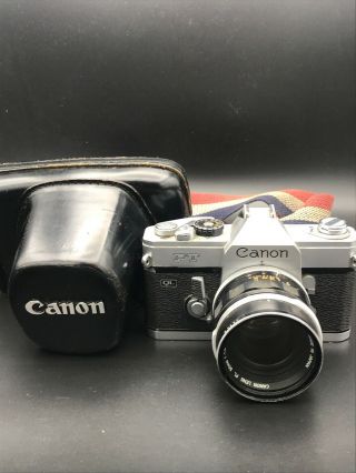 Canon Ft Ql Vintage Slr 35mm Film Camera With 50mm F1:8 Fl Lens W/ Case