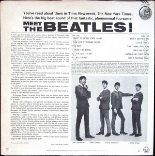 BEATLES Meet the Beatles BLACK CAPITOL RECORD CLUB LP w/RARE Record Club Insert 3