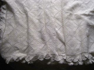 Large French Vintage Bed Cover Or Tablecloth,  Lovely Hand Crochet Piece