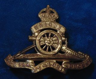Large Size Canada Ww2 Royal Canadian Artillery Rca Brass Cap Badge