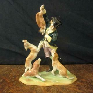 Vintage Carl Thieme Dresden Porcelain Fox Hunting Figure Group With Hounds