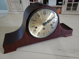 Vintage " Tradition " Wooden Mantle Chiming Clock With Key Made In West Germany