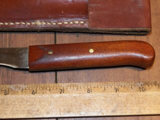 Vintage Wood Handle Fillet Knife w Leather Sheath (Blade Marked 61S - BE) 2