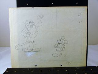 Vintage Disney Micky Mouse Lay - Out Drawing On 2 Hole Animation Paper
