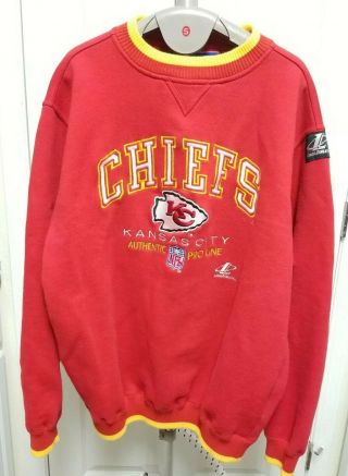 Vintage Kansas City Chiefs Pro Line Logo Athletic Crew Sweater Xl Authentic Kc
