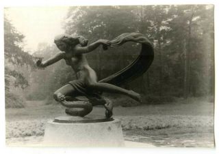 Russian Soviet Vintage Amateur Photo Sculpture Monument Girl Nude Snake
