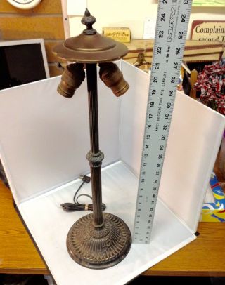 Antique Vintage Rainaud Lamp Base Cast Iron With Two Light Sockets