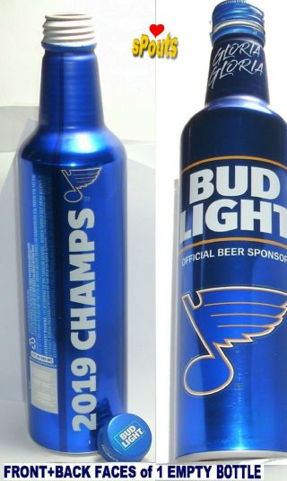 2019 Nhl Stanley Cup St.  Louis Blues Ice Hockey Bud Light Beer Aluminum Bottle