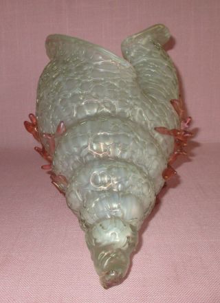 Antique Loetz Austria Zephyr Chine Conch Shell Sculpture Vase Rare 9 3/4 