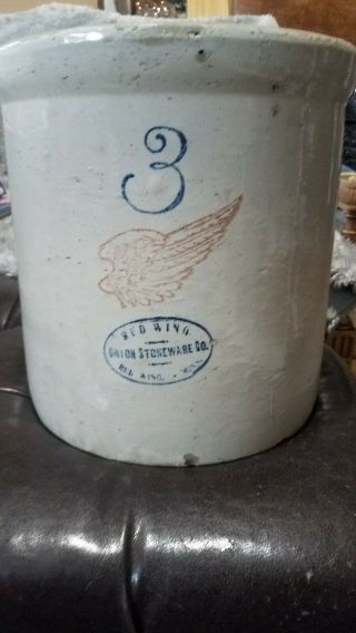 Large Red Wing 3 Gallon Crock