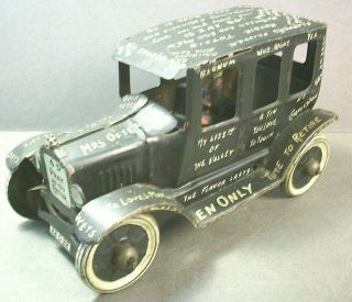 Vintage 1922 Marx Litho Tin Windup Toy Limping Lizzie Jalopy Car 7 "