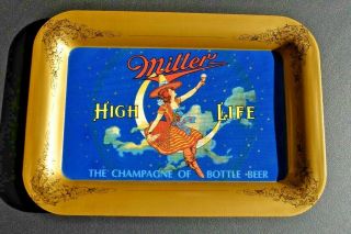 Miller High Life " The Champagne Of Bottle Beer " Girl On The Moon Tip Tray