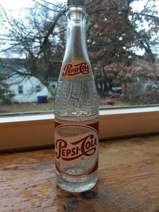 York Ny 1956 Vintage Pepsi Cola 12 Oz Bottle Raised Lettering Bottling Co