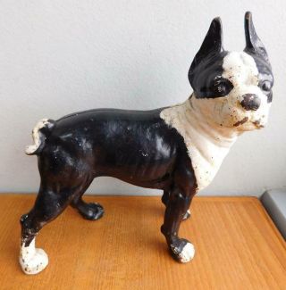 Hubley Usa Cast Iron French Bulldog Boston Terrier Ornament Doorstop C1910