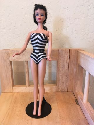 Vintage Ponytail Barbie 4 Very Long Brunette Hair Solid R Body No Green Ear