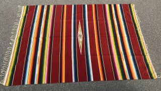 Vintage Serape Satillo Mexican Blanket Wool Southwestern 65 " X 92 "