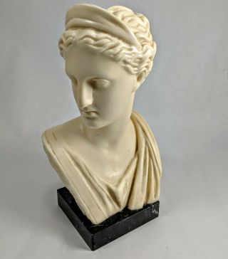 Vintage Bust Of Roman Woman On Marble Base Made In France 8 " Tall X 4.  25 " X3.  25 "