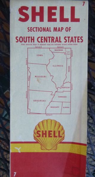 1954 South Central States Road Map Shell Oil Gas Illinois Missouri Route 66 7
