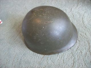 German? Military Post World War 2 Steel Helmet Pot W Leather Liner