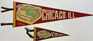 Vintage Chicago Wrigley Field Pennants Red (2)