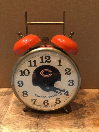 Vintage Chicago Bears Football Lafayette Watch Co 2 Bell Alarm Clock Rare