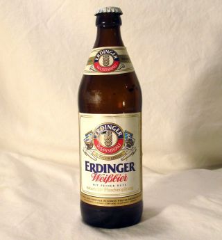 Vintage Erdinger Beer Bottle Weissbrau With Cap German Weibber 9 "