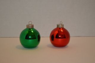 Vintage Glass Bulb Christmas Ornament Salt & Pepper Shaker Set Red & Green