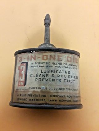 Vintage Rare 3 In One Tin Advertising Oil Can 3 In 1,  Small Size 1.  5oz