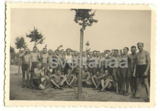 1940s Wwii German Military Men Drinks Shirtless Guys Nude Male Gay Vintage Photo
