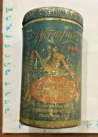 Wampum Brand Coffee Tin W Lid 3 Lbs Duleth Mn Stone Ordean Wells American Indian