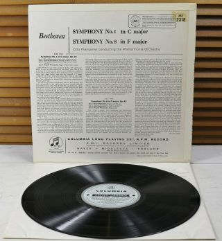 SAX 2318 (1st Ed B/S) BEETHOVEN: SYMPHONIES Nos.  1 & 8 – KLEMPERER 2