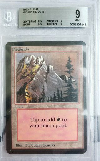 Vintage Magic | Bgs 9 Mtg Alpha Mountain [red Sky],  W/9,  9.  5 Subs,