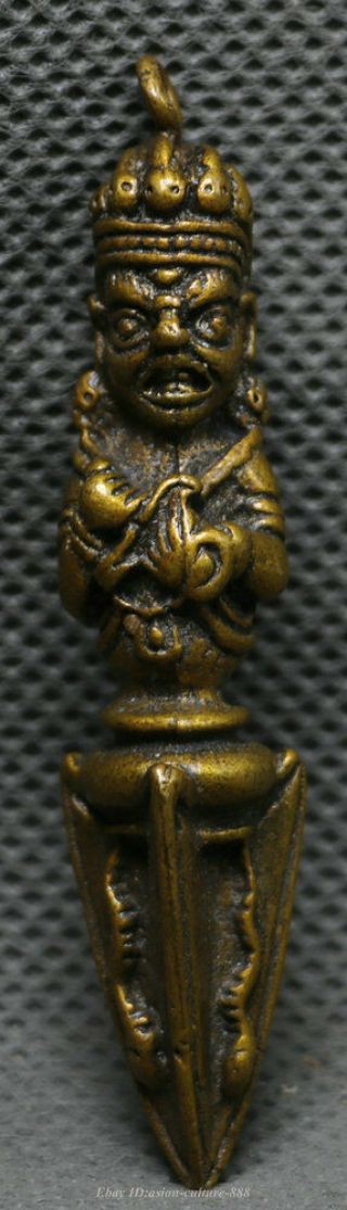 58mm Tibet Buddhism Bronze Mahakala Wrathful Deity Buddha Phurba Dagger Holder