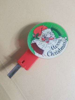 Vintage Christmas Sparking Wheel Tin Toy Santa Claus Graphics