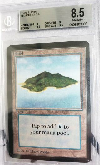 Vintage Magic | BGS 8.  5 MTG Alpha Island [BLUE SKY],  w/9.  5,  9 SUBs, 2