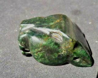 Mexican Pre Columbian Style Jaguar Head Green Stone Jade Pendant Maya Aztec