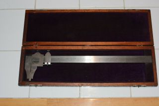 Vintage Brown & Sharp No 570 13 " Vernier Caliper 0.  001 " W.  / Wood Box