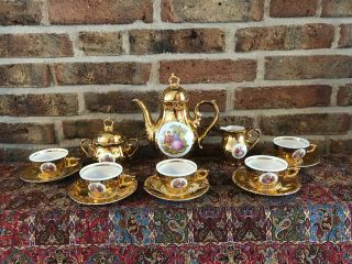 Vintage Bavaria Coffee Set Gold Plated And Hand Made (5 Persons)
