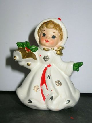 Vintage Napco Christmas Snowflake Girl Figurine With Bells 8387