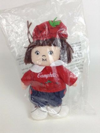Campbells Soup Kids Tomato Girl Doll 8 " Beanbag Plush Stuffed Vintage Toy