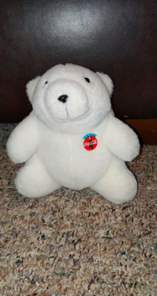 Vintage 1993 Coca - Cola Polar Bear Stuffed Plush Animal Toy 7 " Sitting